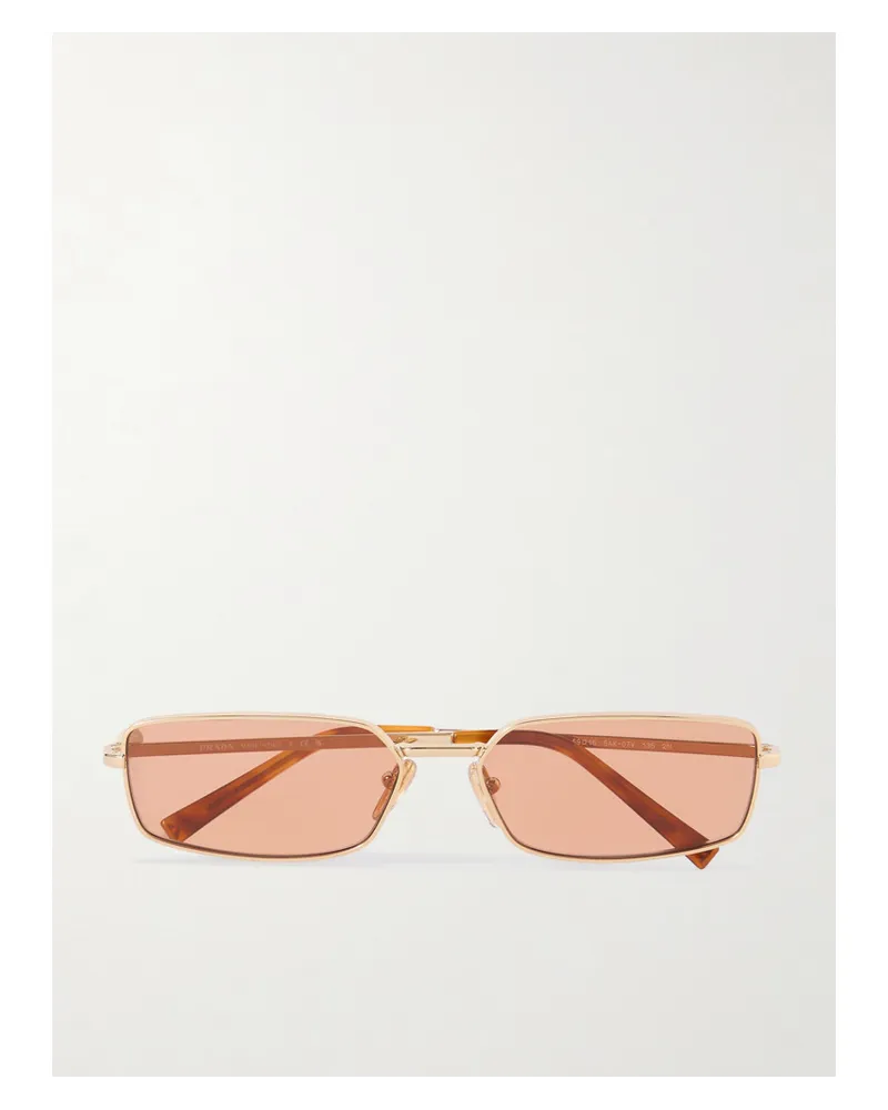 Prada farbene Sonnenbrille mit Eckigem Rahmen Gold