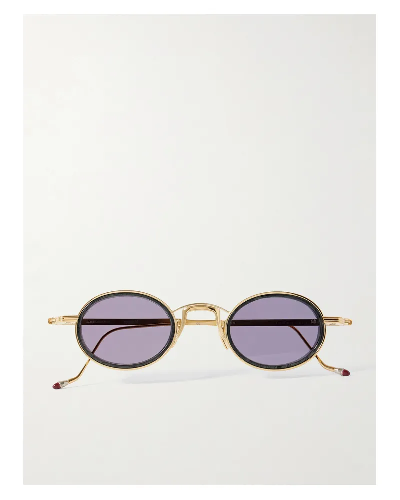 Jacques Marie Mage Varda Goldfarbene Ovale Sonnenbrille Mit Details Aus Azetat Gold