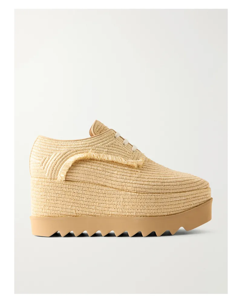 Stella McCartney Elyse Woven Raffia Platform Brogues - Neutrals Neutrals