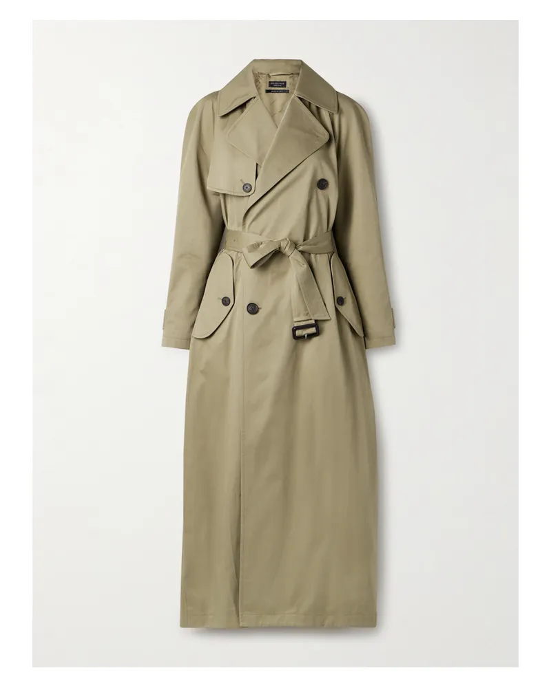 Balenciaga Cocoon Double-breasted Cotton-twill Trench Coat - Neutrals Neutrals
