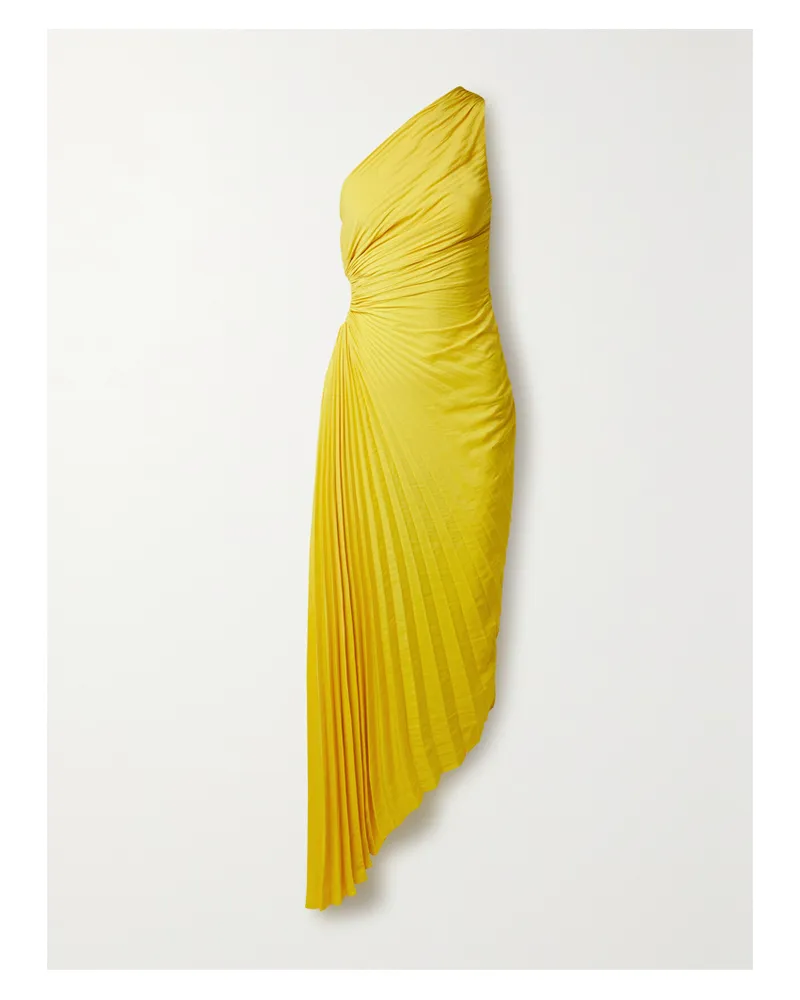 A.L.C. Delfina Asymmetrisches Midikleid Aus Plissiertem Chiffon - Gelb Gelb