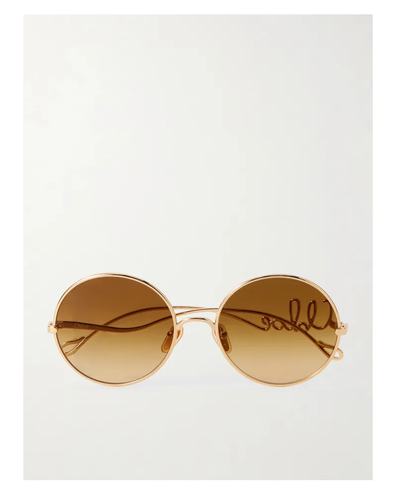 Chloé Iconic Goldfarbene Sonnenbrille Mit Rundem Rahmen Gold