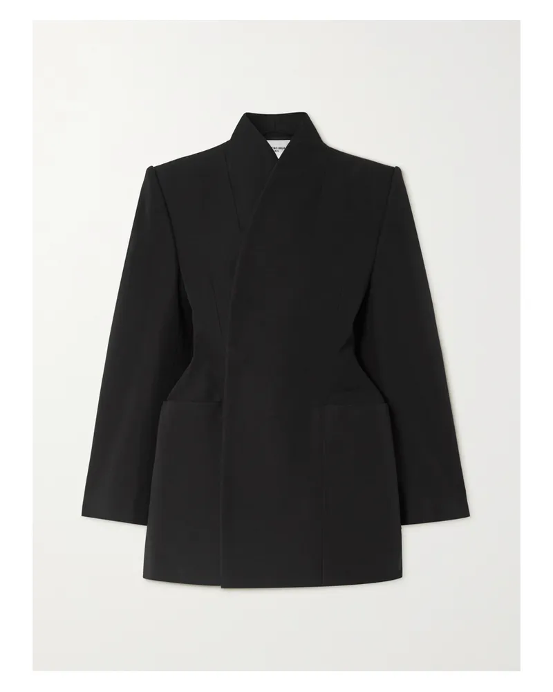 Balenciaga Hourglass Wool-gabardine Jacket - Black Black