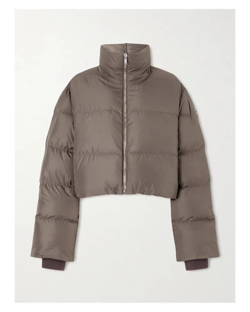 Rick Owens Moncler Cropped Appliquéd Quilted Shell Down Jacket - Brown Brown