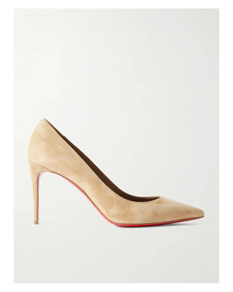 Christian Louboutin Kate 85 Suede Point-toe Pumps - Neutrals Neutrals