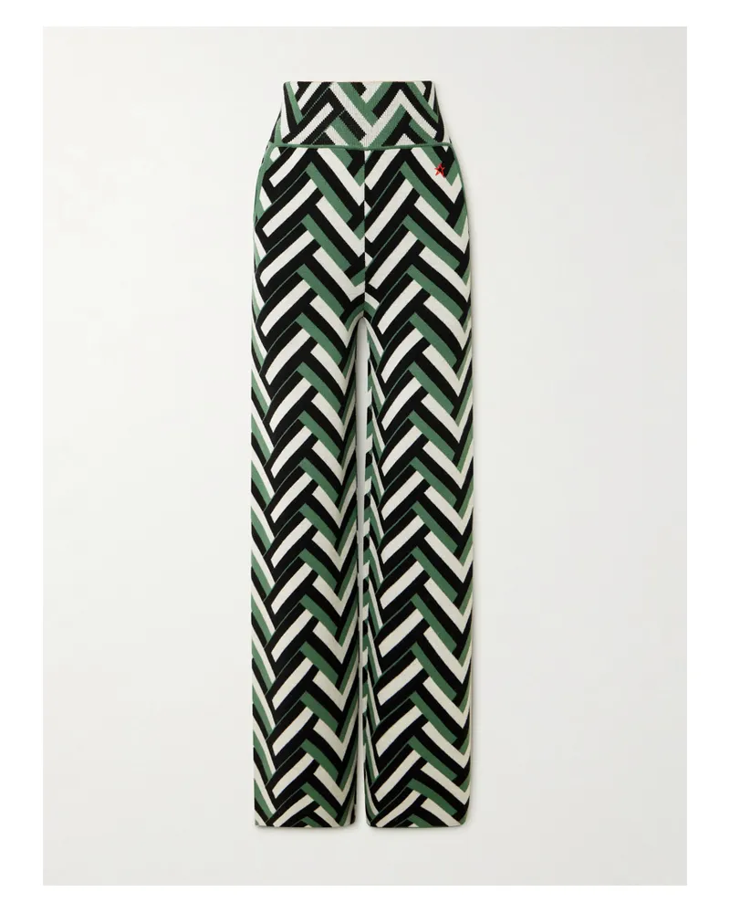 Perfect Moment Hose Mit Weitem Bein Aus Wolle Mit Logostickerei - Grün Grün