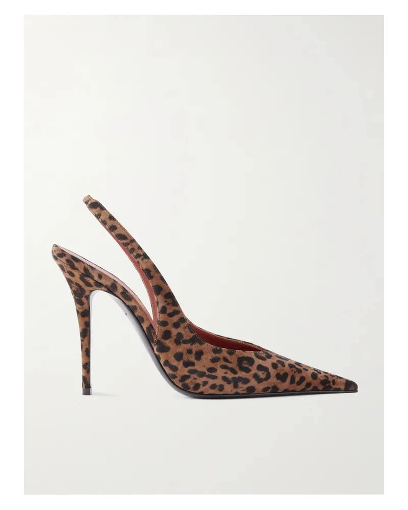 Amina Muaddi Anok Slingback-pumps Aus Veloursleder Mit Leopardenprint - Animal-Print Animal-print