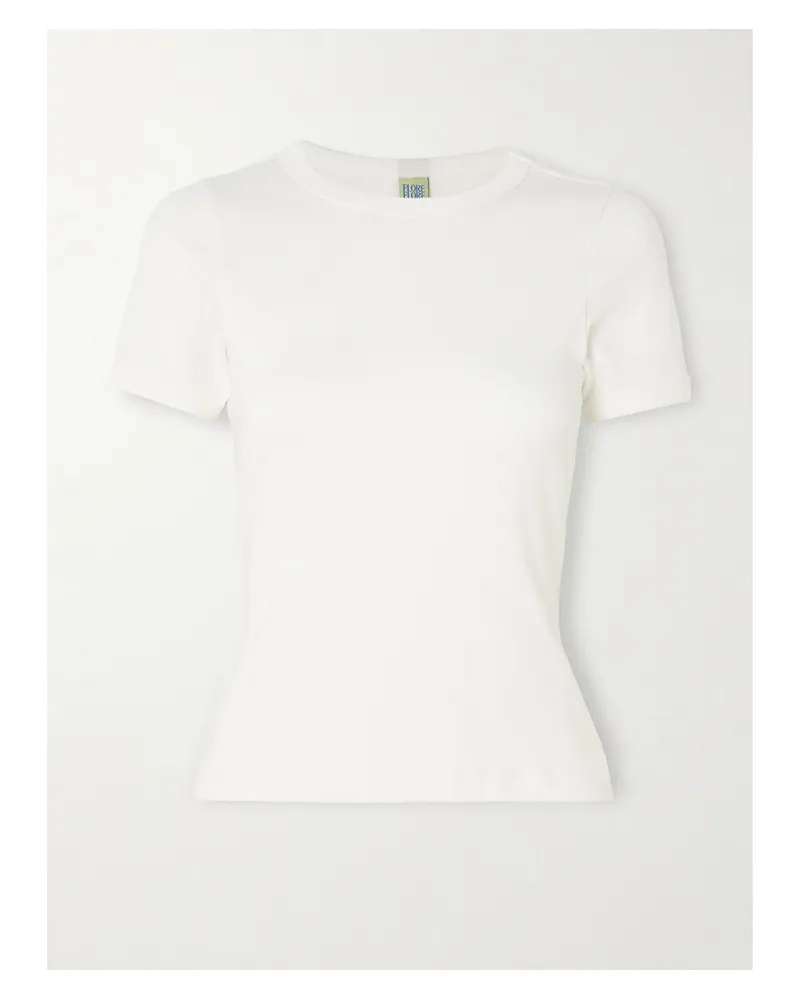 Flore Flore Car Ribbed Organic Cotton-jersey T-shirt - White White