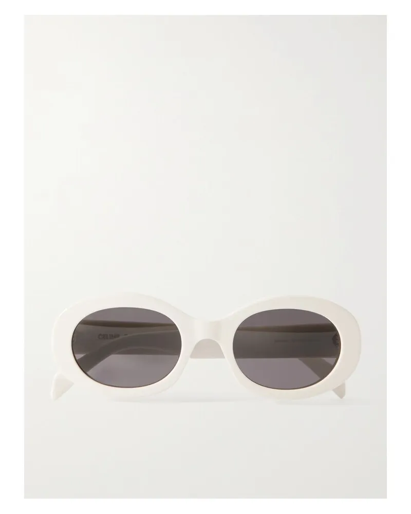 Celine Triomphe Sonnenbrille Mit Ovalem Rahmen Aus Azetat - Weiß Weiß