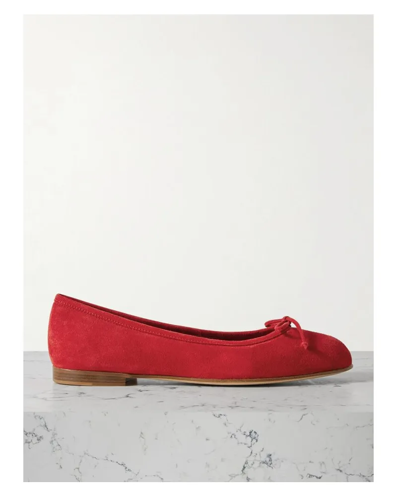 Manolo Blahnik Veralli Ballerinas Aus Veloursleder Mit Schleife - Rot Rot