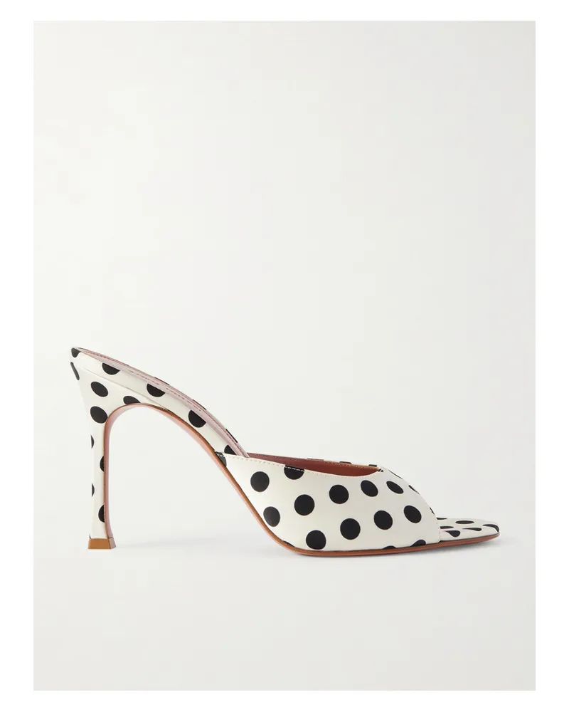 Amina Muaddi Alexa Polka-dot Satin Mules - White White