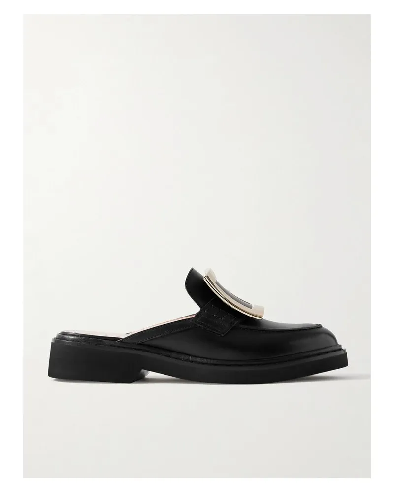 Roger Vivier Viv Rangers Slippers Aus Leder Mit Verzierung - Schwarz Schwarz