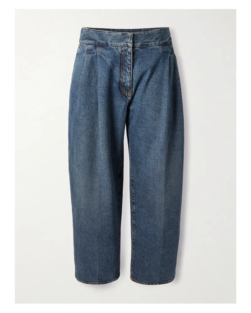 Alaïa Pleated Straight-leg Jeans - Blue Blue