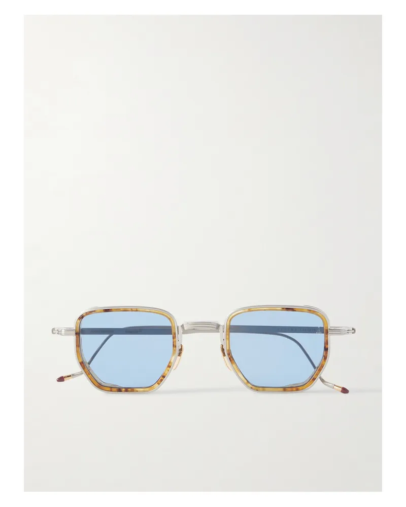 Jacques Marie Mage Atkins Sonnenbrille Mit Eckigem Rahmen Aus Titan Und Azetat In Hornoptik Horn