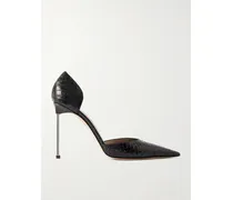 Snake-effect Leather Pumps - Black