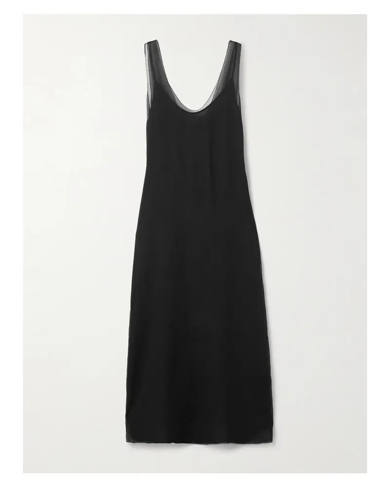 Totême Mehrlagiges Midikleid Aus Seidenchiffon - Schwarz Schwarz