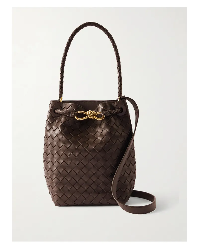 Bottega Veneta Andiamo Intrecciato Leather Bucket Bag - Brown Brown