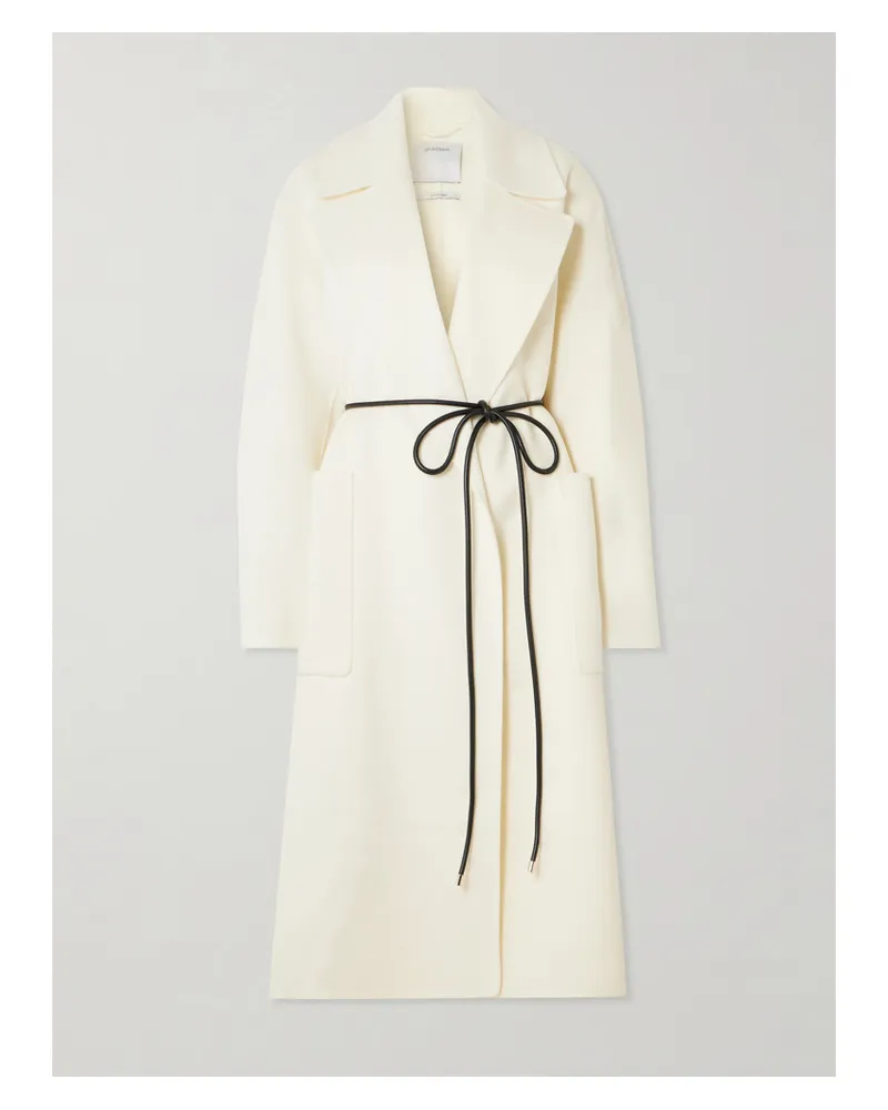 SPORTMAX Abate Mantel Aus Wollfilz Mit Lederbesatz - Ecru Ecru