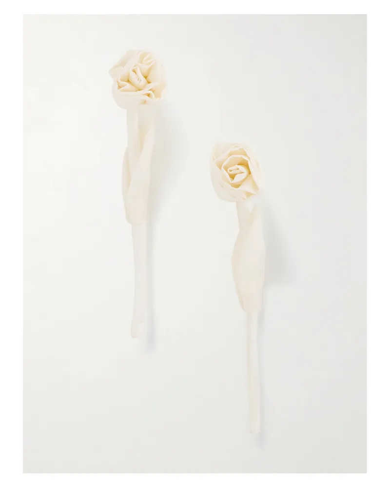 Simone Rocha Rose Ohrringe Aus Satin Mit Goldfarbenen Details - Creme Creme