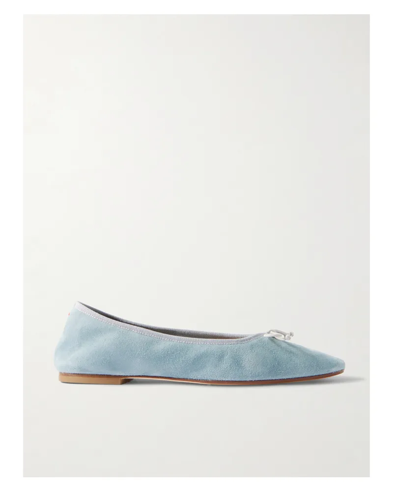 aeyde Tiby Bow-detailed Suede Ballet Flats - Blue Blue