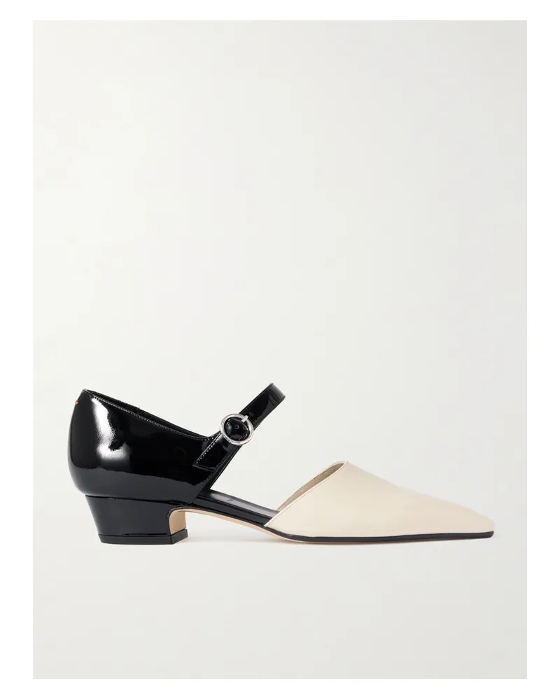 aeyde Yara Two-tone Patent-leather Mary Jane Pumps - Black Black