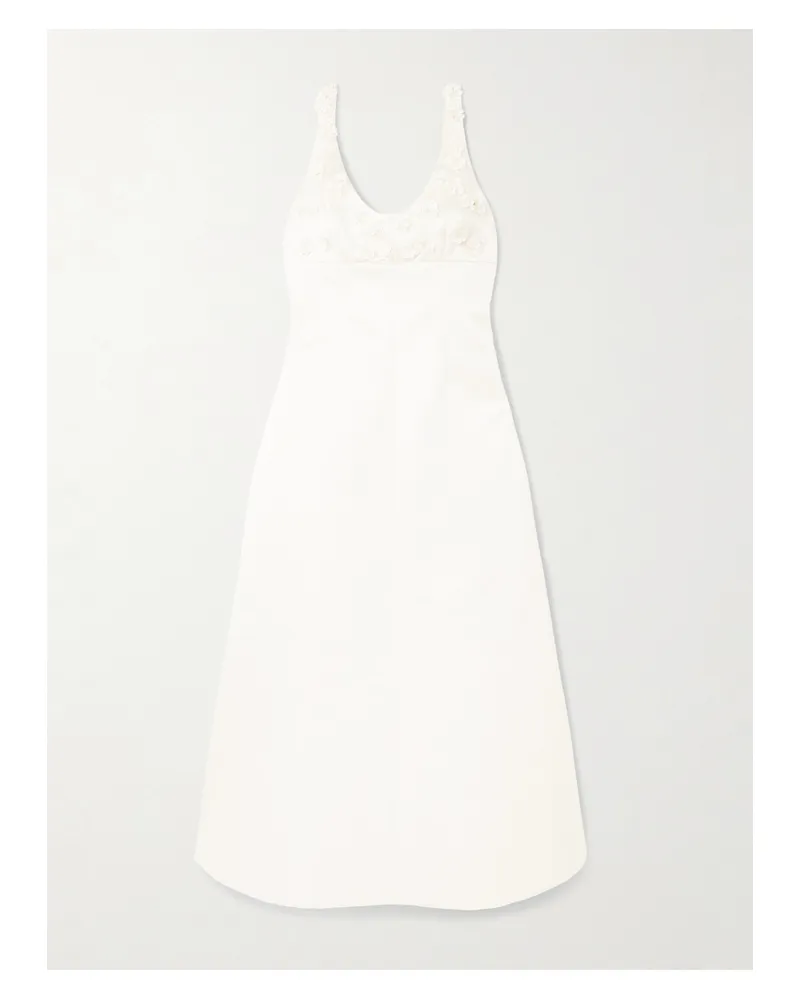 EMILIA WICKSTEAD Abella Midikleid Aus Mikado Mit Verzierungen - Elfenbein Elfenbein