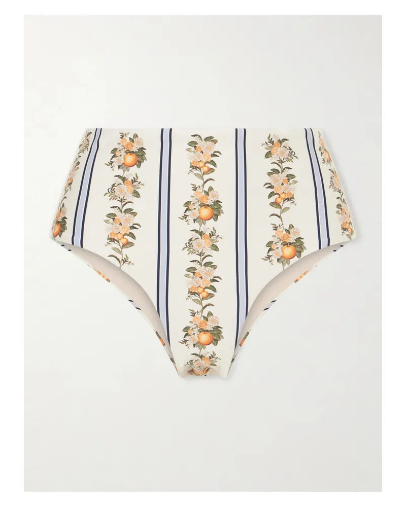 AGUA BENDITA Magenta Valle Printed Stretch Recycled Bikini Briefs - White White