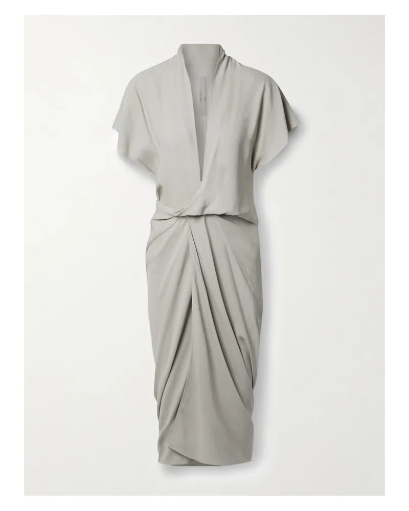 Rick Owens Midikleid Aus Crêpe Mit Wickeleffekt Und Raffungen - Neutral Neutral