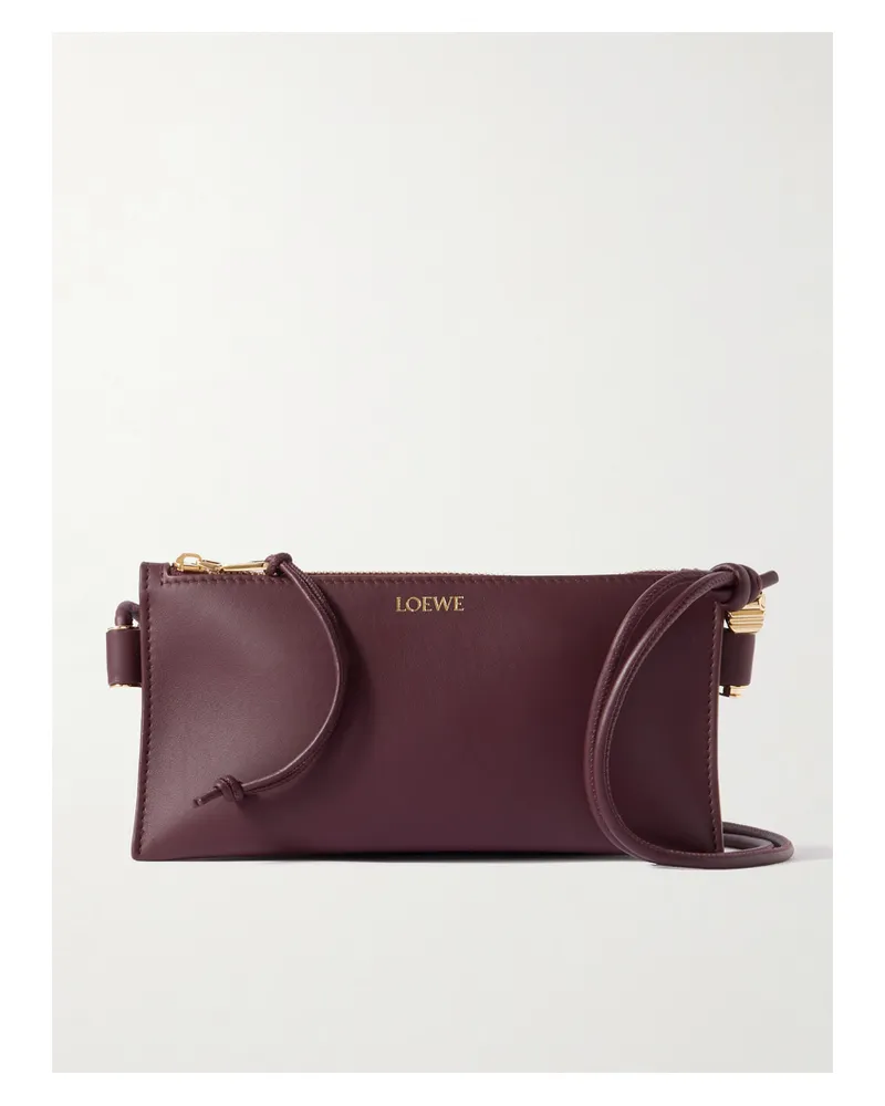 Loewe Joya Embellished Leather Shoulder Bag - Burgundy Burgundy