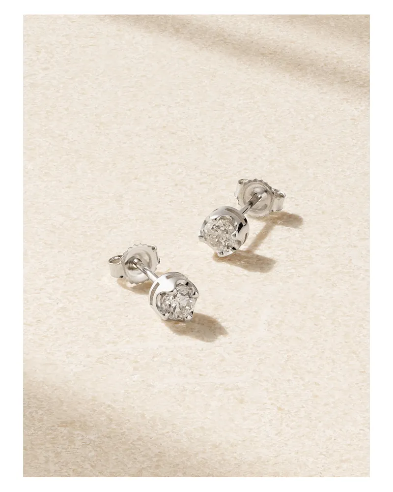 Jennifer Meyer Small Illusion 18-karat White Gold Diamond Earrings - Silver Silver