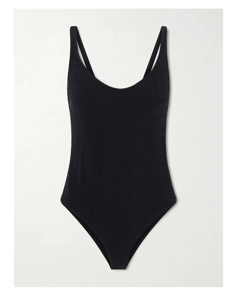 Lisa Marie Fernandez Marilyn Stretch-seersucker Swimsuit - Black Black