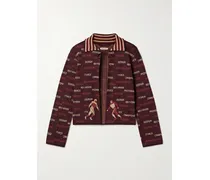 Gridiron Cardigan Aus Baumwoll-jacquard - Burgunder