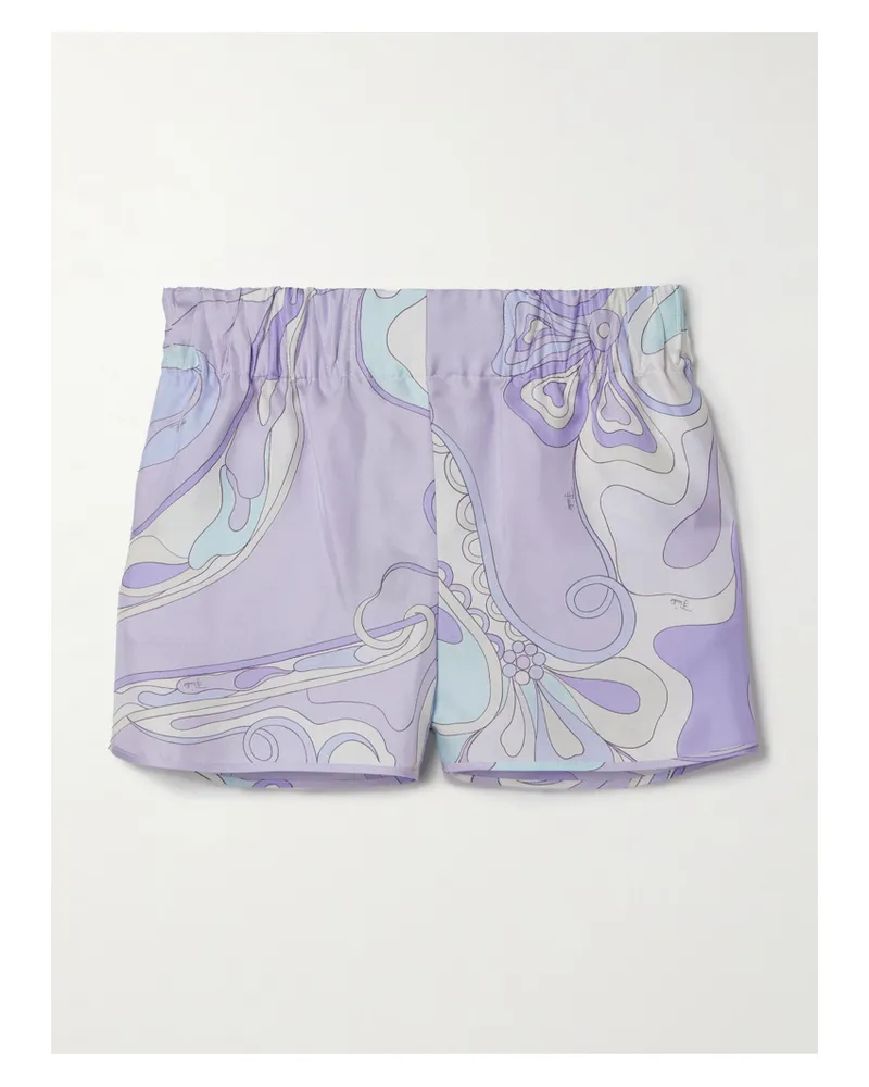 Emilio Pucci Shorts Aus Bedrucktem Seiden-twill - Lila Lila