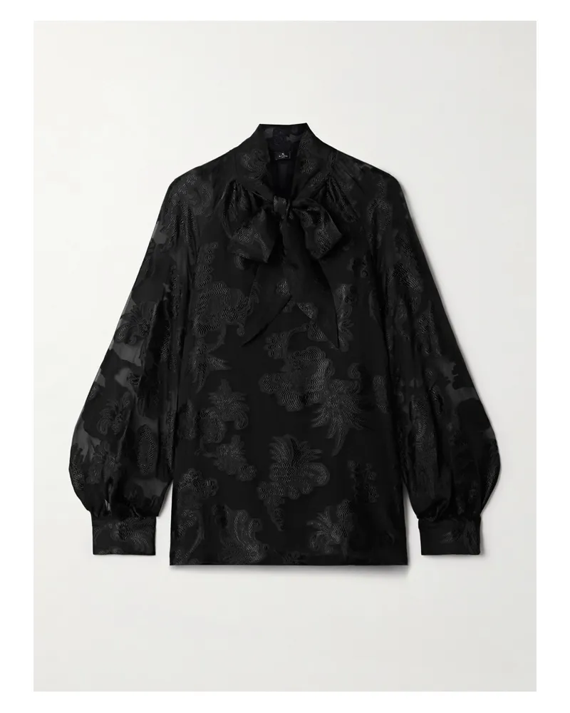 Etro Schluppenbluse Aus Chiffon Mit Jacquard-muster - Schwarz Schwarz