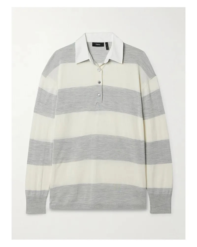Theory Gestreiftes Hemd Aus Einer Baumwollmischung - Grau Grau