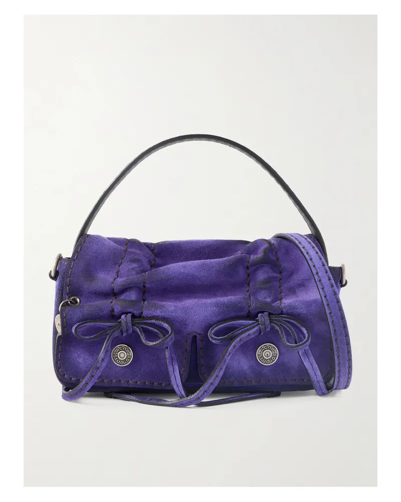 Acne Studios Micro Distressed Suede Shoulder Bag - Purple Purple