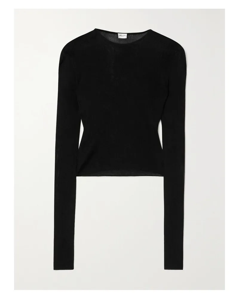 Saint Laurent Verkürztes Oberteil Aus Jersey - Schwarz Schwarz