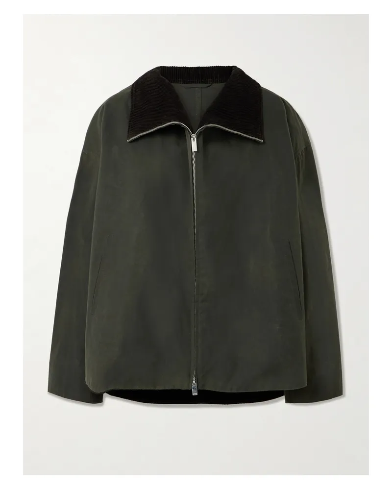 Totême Jacke Aus Gewachster Biobaumwolle Mit Cordbesatz - Grün Grün