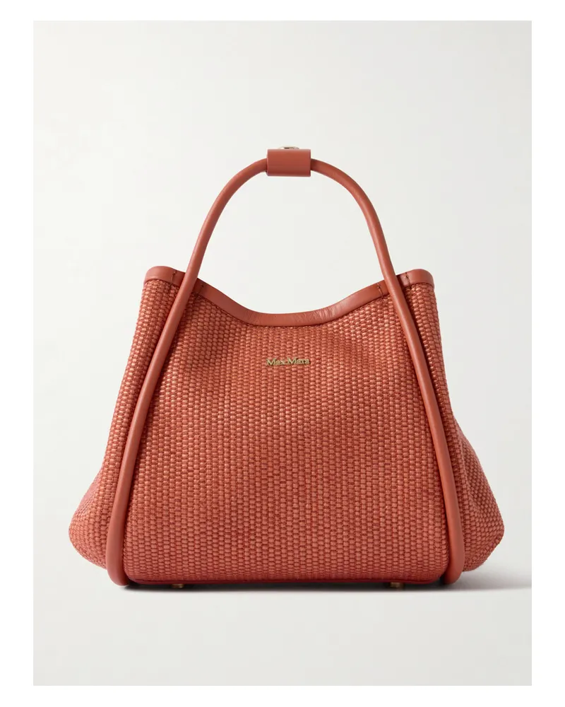 Max Mara Marine Extra Small Leather-trimmed Faux Raffia Tote - Red Red