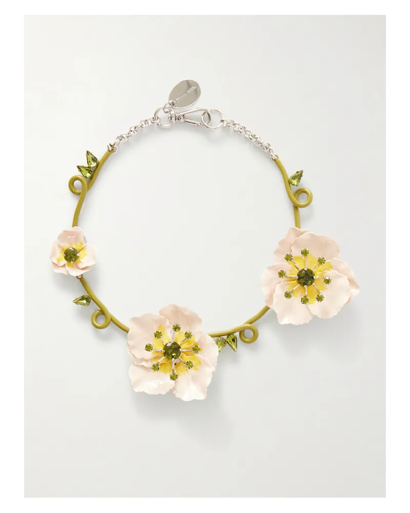 Simone Rocha Turbo Blooming Poppy Kette Mit Harz, Kristallen Und Silberfarbenen Details - Pink Pink