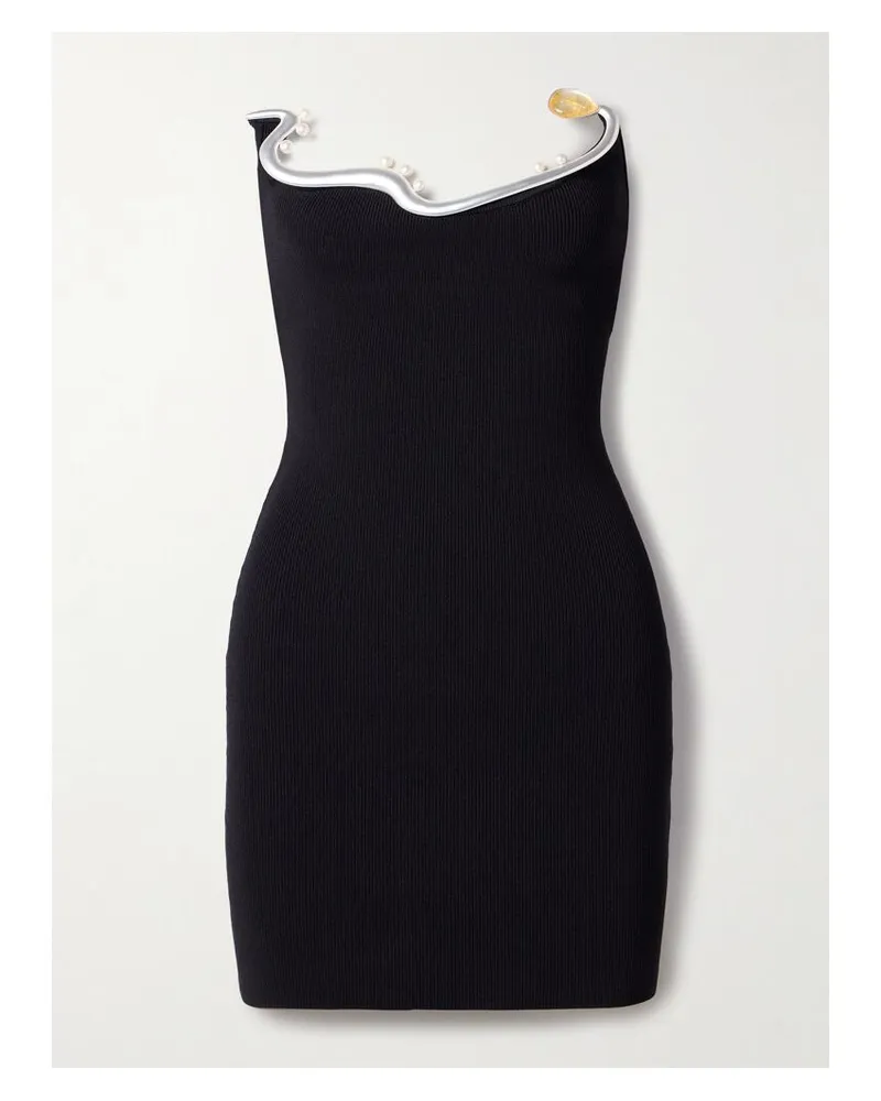 Christopher Esber Mollusk Trägerloses Minikleid Aus Rippstrick Mit Verzierungen - Schwarz Schwarz