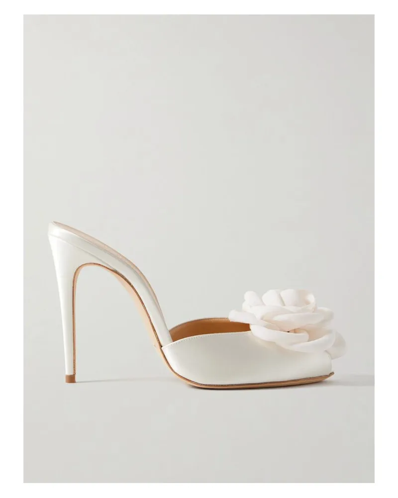 Magda Butrym Mules Aus Satin Mit Applikation - Elfenbein Elfenbein