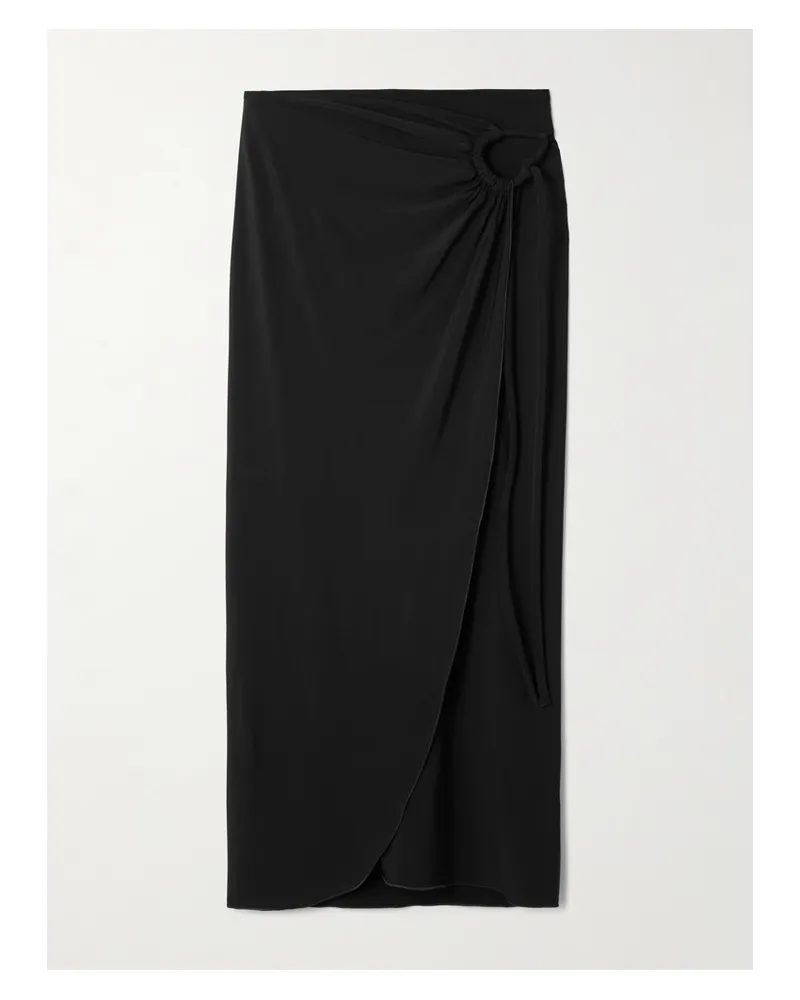 Max Mara Gathered Jersey Wrap-effect Maxi Skirt - Black Black