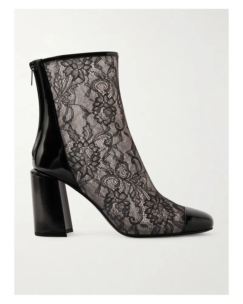 Jimmy Choo Kisu Ab 85 Ankle Boots Aus Spitze Mit Besätzen Aus Lackleder - Schwarz Schwarz