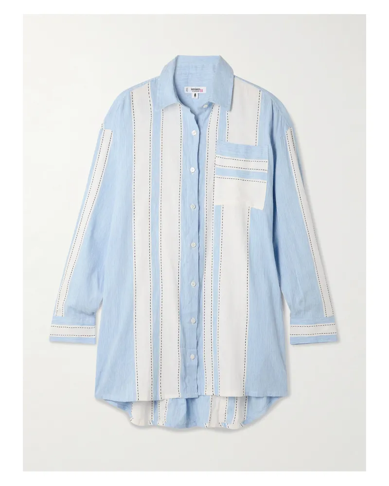lemlem Mariam Gestreiftes Hemd Aus Einer Baumwollmischung - Blau Blau