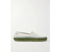 Paula's Ibiza Rio Raffia-trimmed Suede Espadrilles - Gray