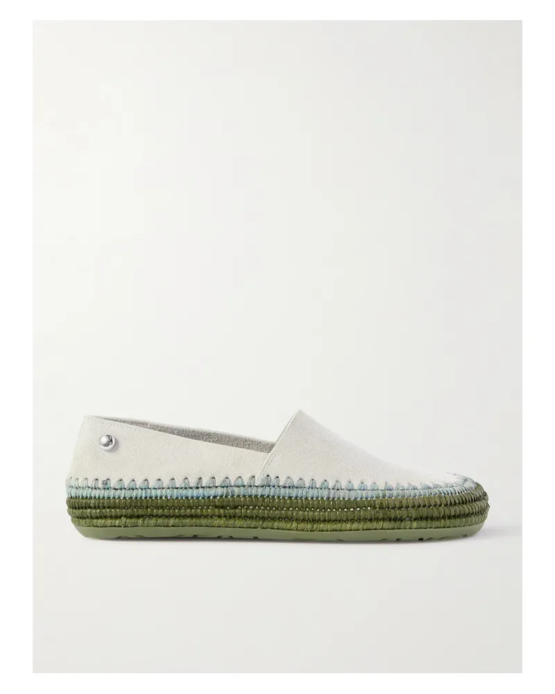 Loewe Paula's Ibiza Rio Raffia-trimmed Suede Espadrilles - Gray Gray