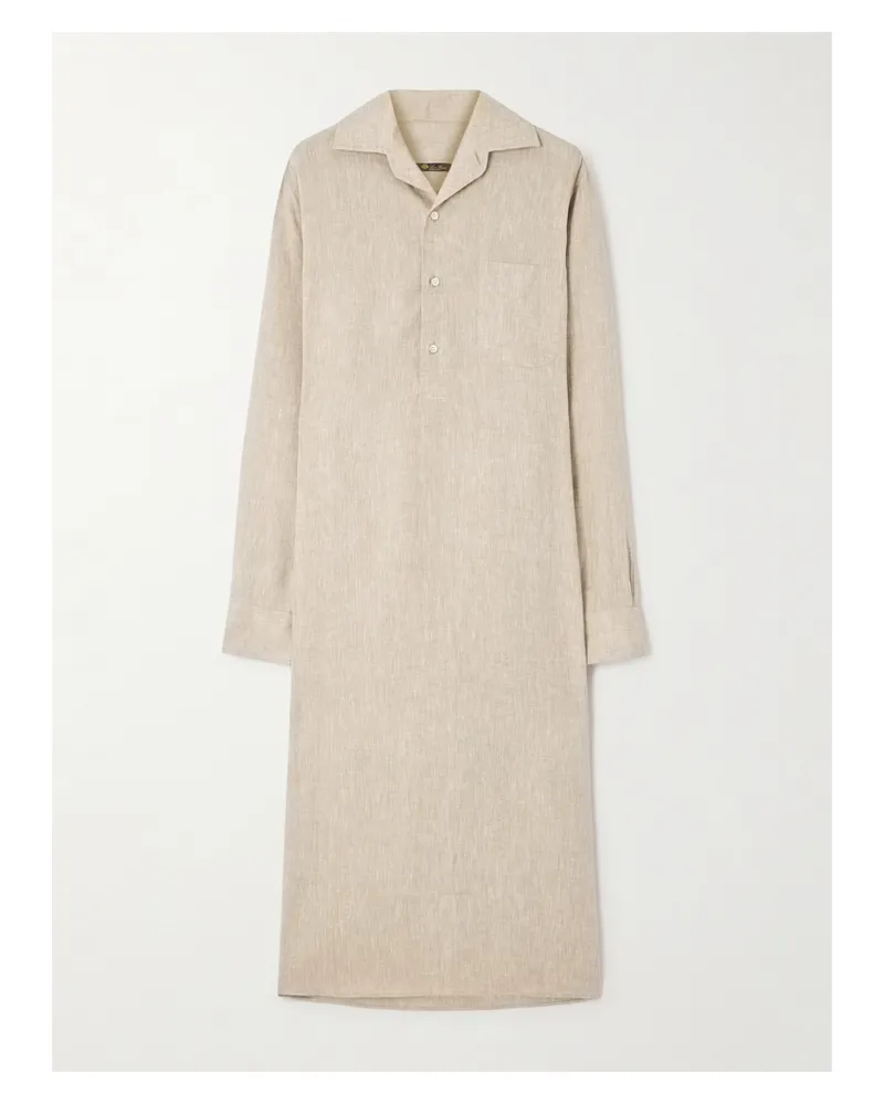Loro Piana Lora Linen Midi Dress - Neutrals Neutrals
