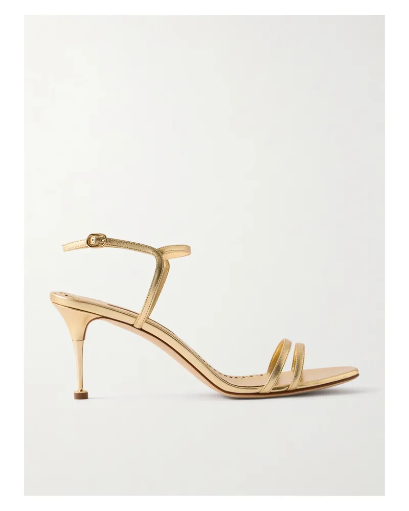 Manolo Blahnik Ciagalo Sandalen Aus Metallic-leder - Gold Gold