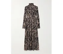 Mabel Paneled Printed Jersey Turtleneck Maxi Dress - Multi